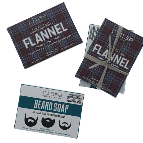 Rinse Mini Soap 2 Pack Beard Bar Flannel natural bath & body product - handmade with care