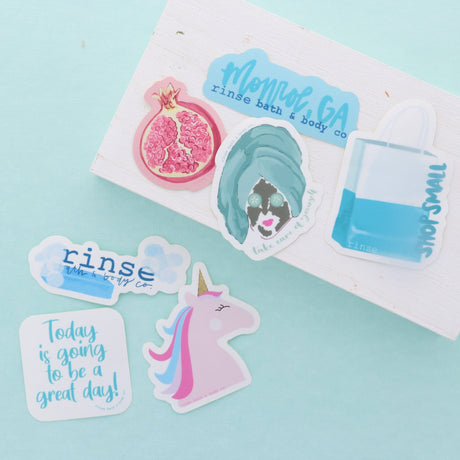 Rinse Shop Small Sticker - handmade with care - alternate angle