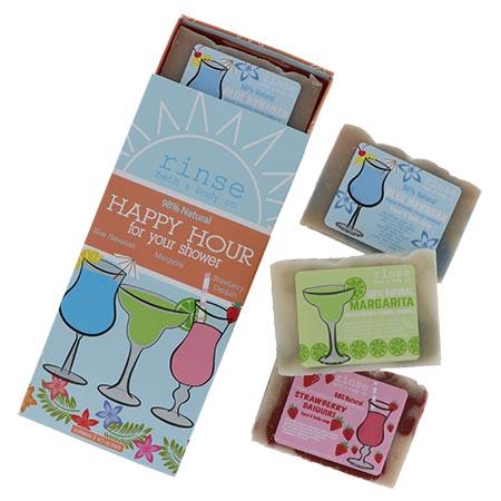 Natural handmade natural bar soap | Tropical Happy Hour Soap Box 3 Bars | Rinse Bath & Body Co.